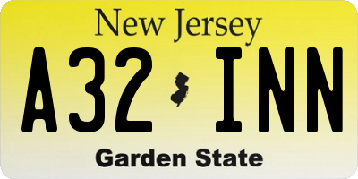 NJ license plate A32INN