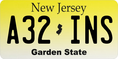 NJ license plate A32INS