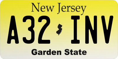 NJ license plate A32INV