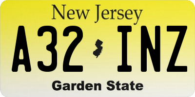 NJ license plate A32INZ