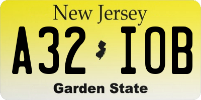 NJ license plate A32IOB