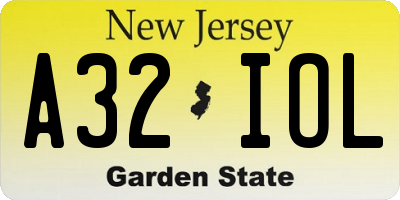NJ license plate A32IOL
