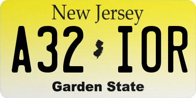 NJ license plate A32IOR