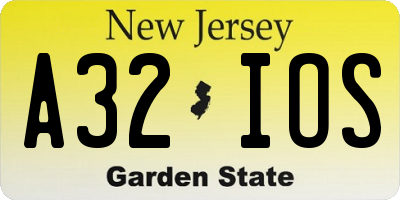 NJ license plate A32IOS