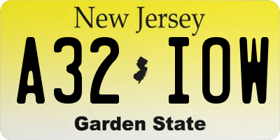 NJ license plate A32IOW