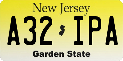 NJ license plate A32IPA