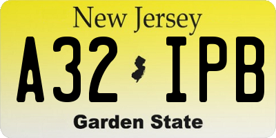 NJ license plate A32IPB