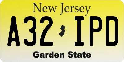 NJ license plate A32IPD