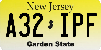 NJ license plate A32IPF