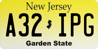NJ license plate A32IPG