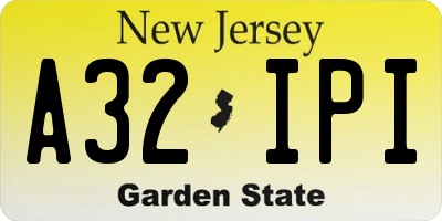 NJ license plate A32IPI