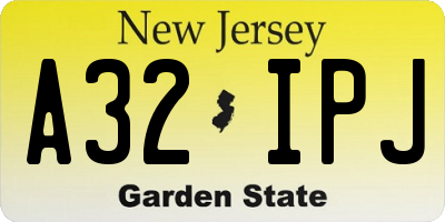 NJ license plate A32IPJ