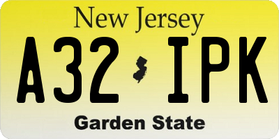 NJ license plate A32IPK