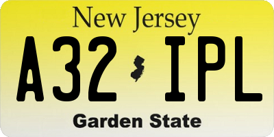NJ license plate A32IPL