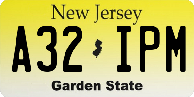 NJ license plate A32IPM