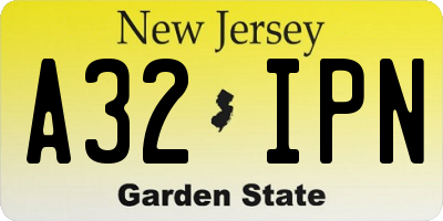 NJ license plate A32IPN