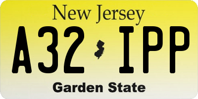NJ license plate A32IPP