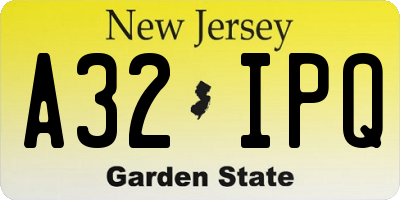 NJ license plate A32IPQ