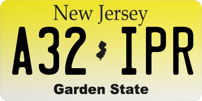 NJ license plate A32IPR