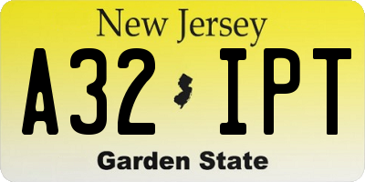 NJ license plate A32IPT