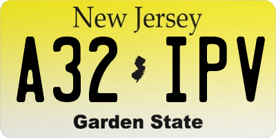 NJ license plate A32IPV