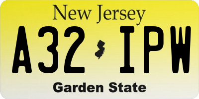 NJ license plate A32IPW