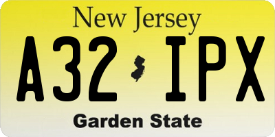 NJ license plate A32IPX