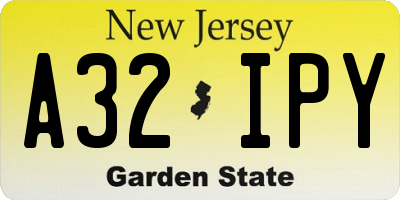 NJ license plate A32IPY