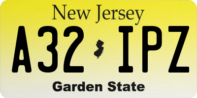 NJ license plate A32IPZ