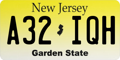 NJ license plate A32IQH