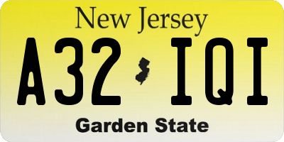 NJ license plate A32IQI