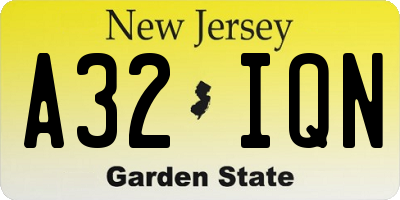 NJ license plate A32IQN