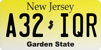 NJ license plate A32IQR