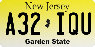NJ license plate A32IQU