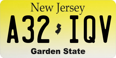 NJ license plate A32IQV