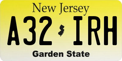 NJ license plate A32IRH