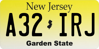 NJ license plate A32IRJ