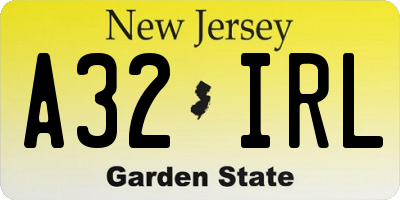 NJ license plate A32IRL