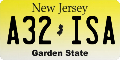 NJ license plate A32ISA