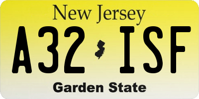 NJ license plate A32ISF