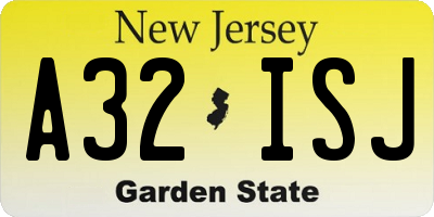 NJ license plate A32ISJ