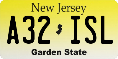 NJ license plate A32ISL