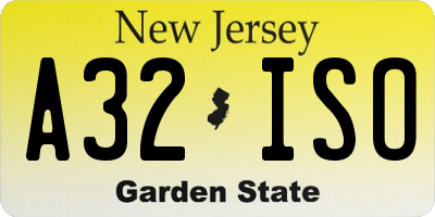 NJ license plate A32ISO
