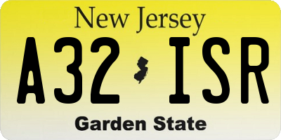 NJ license plate A32ISR