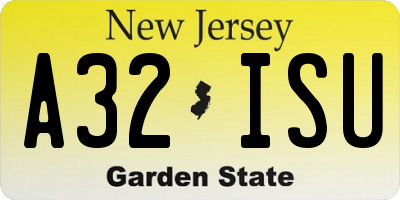 NJ license plate A32ISU