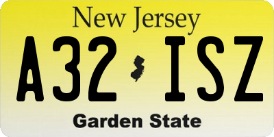 NJ license plate A32ISZ