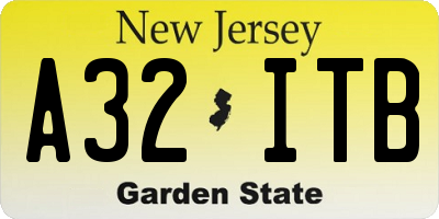 NJ license plate A32ITB