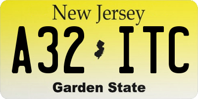 NJ license plate A32ITC