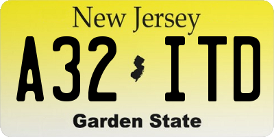 NJ license plate A32ITD