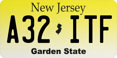 NJ license plate A32ITF